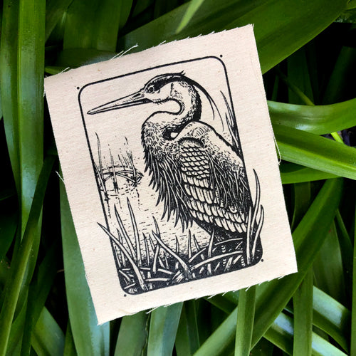 Heron canvas patch