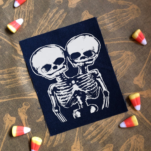 Conjoined Skulls canvas patch